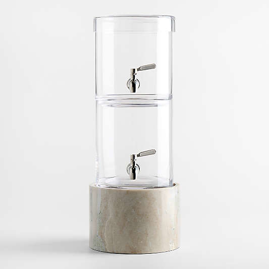 Stacking 2-Gallon Glass Cold Drink Dispenser with Tuscan Marble Stand