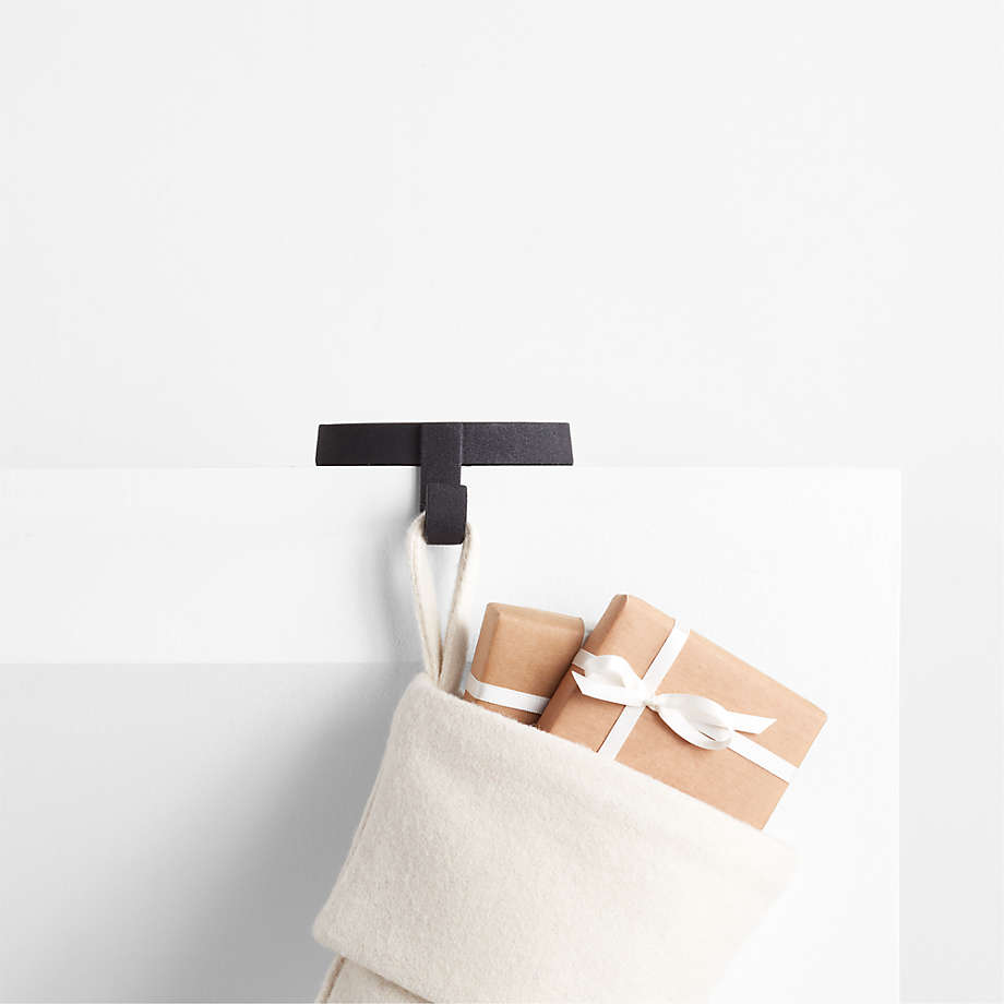 Round Zinc Black Metal Christmas Stocking Holder Crate & Barrel