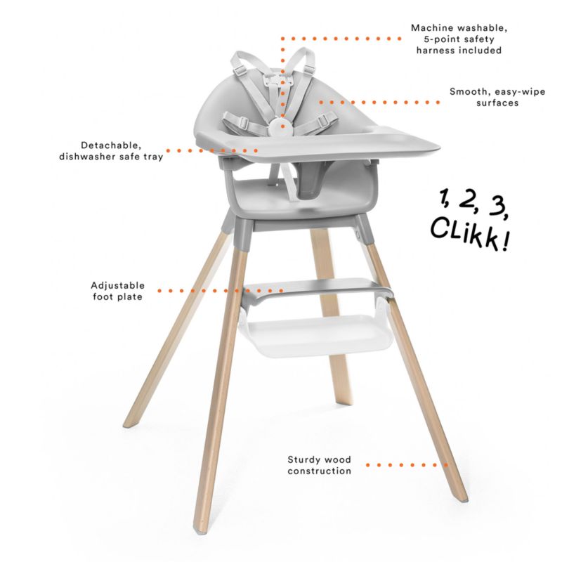 Stokke Clikk Grey Baby High Chair with Adjustable Footrest - image 8 of 9