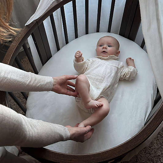 Stokke ® Sleepi®™ Warm Brown Wood Convertible Mini Crib with Mattress