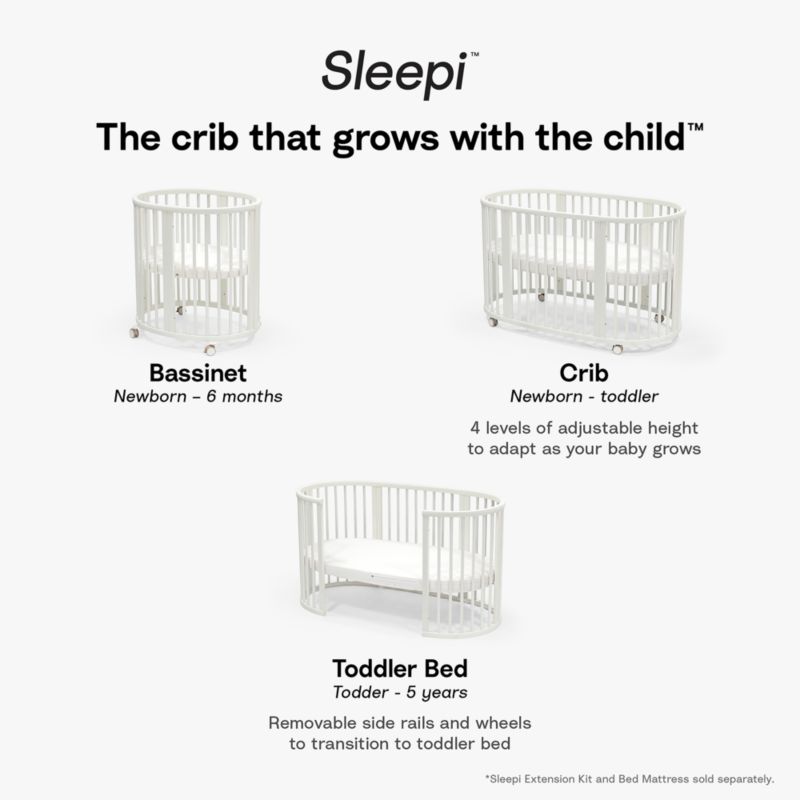Stokke ® Sleepi ™ White Wood Convertible Mini Crib with Mattress - image 5 of 6
