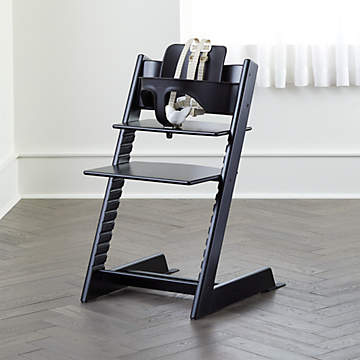 Stokke Tripp Trapp Complete Black Wood Baby High Chair with Nordic Grey  Cushion & Tray + Reviews