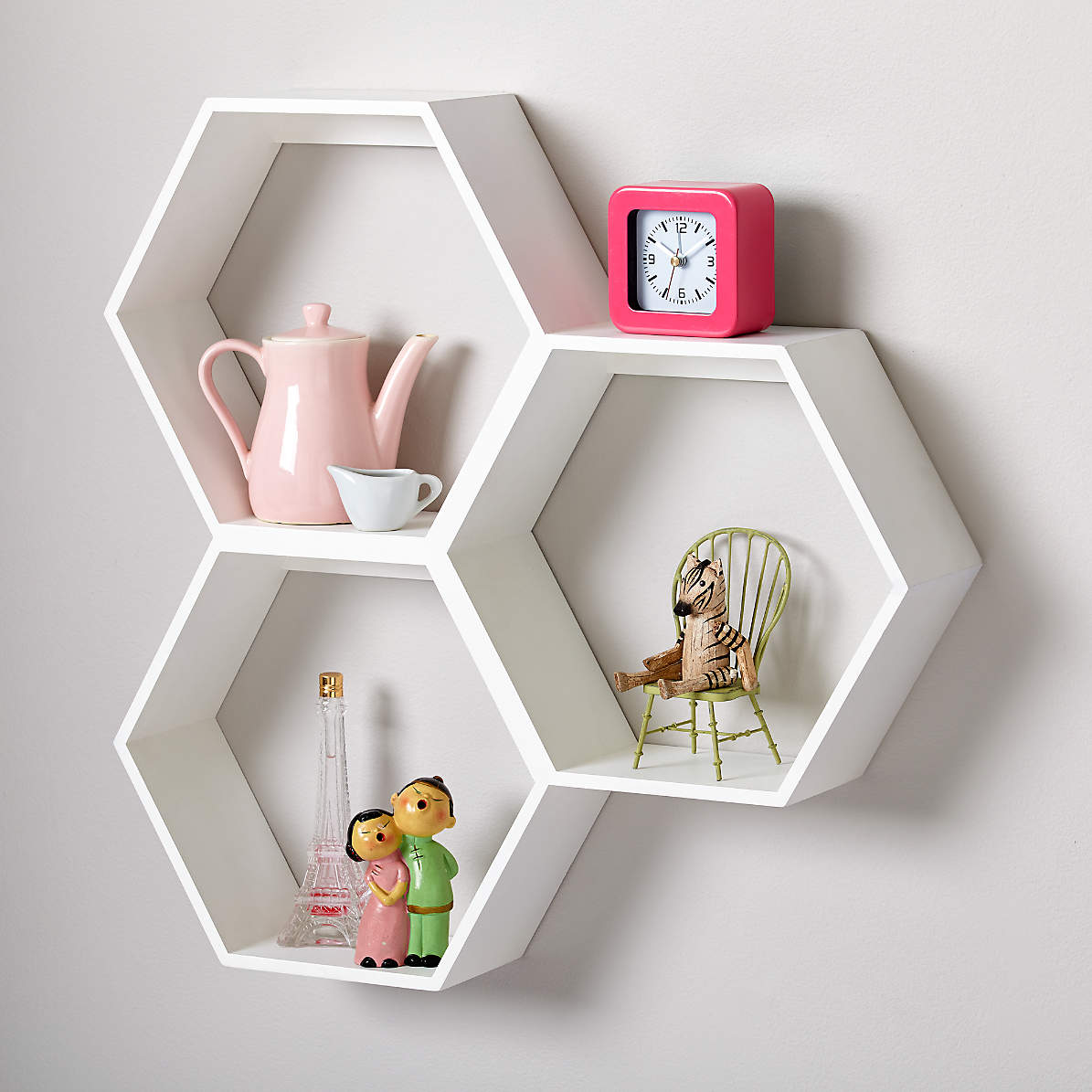 3 pc Hexagon Shelf White 