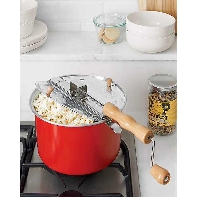 Cook N Home 02699 6-Quart Aluminum Stovetop Popcorn Popper, Red