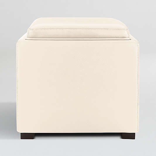 Stow Alabaster 17" Leather Storage Ottoman