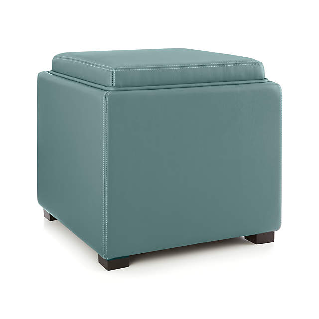 Stow Ocean 17 Leather Storage Ottoman, Leather Footstool With Storage