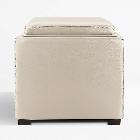 Stow Oyster 17" Leather Storage Ottoman