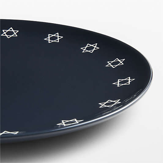 Star of David Hanukkah Navy Stoneware Platter