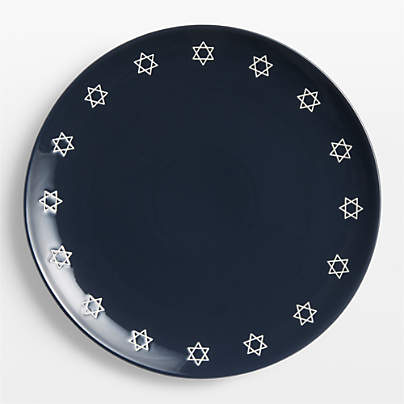 Star of David Hanukkah Navy Stoneware Platter