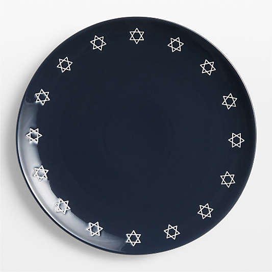 Star of David Hanukkah Navy Stoneware Platter
