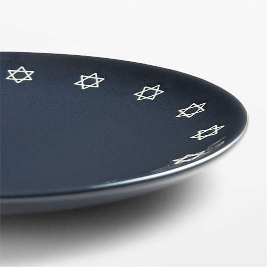 Star of David Hanukkah Navy Stoneware Salad Plate