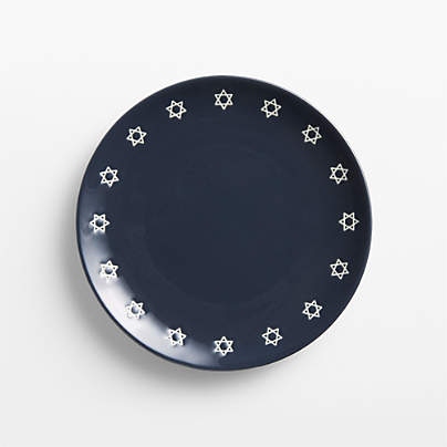 Star of David Hanukkah Navy Stoneware Salad Plate