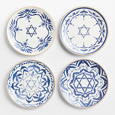 View Star of David Hanukkah Salad Plates, Set of 4 details