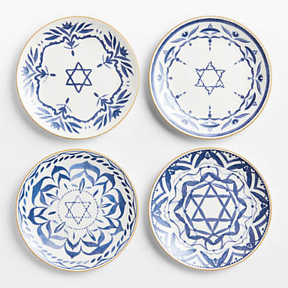 Star of David Hanukkah Salad Plates, Set of 4
