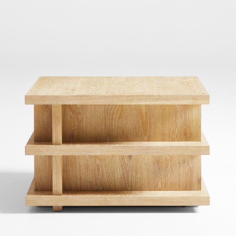 Stria Oversized Natural Oak Wood Square End Table with Tiered Shelves - image 5 of 9