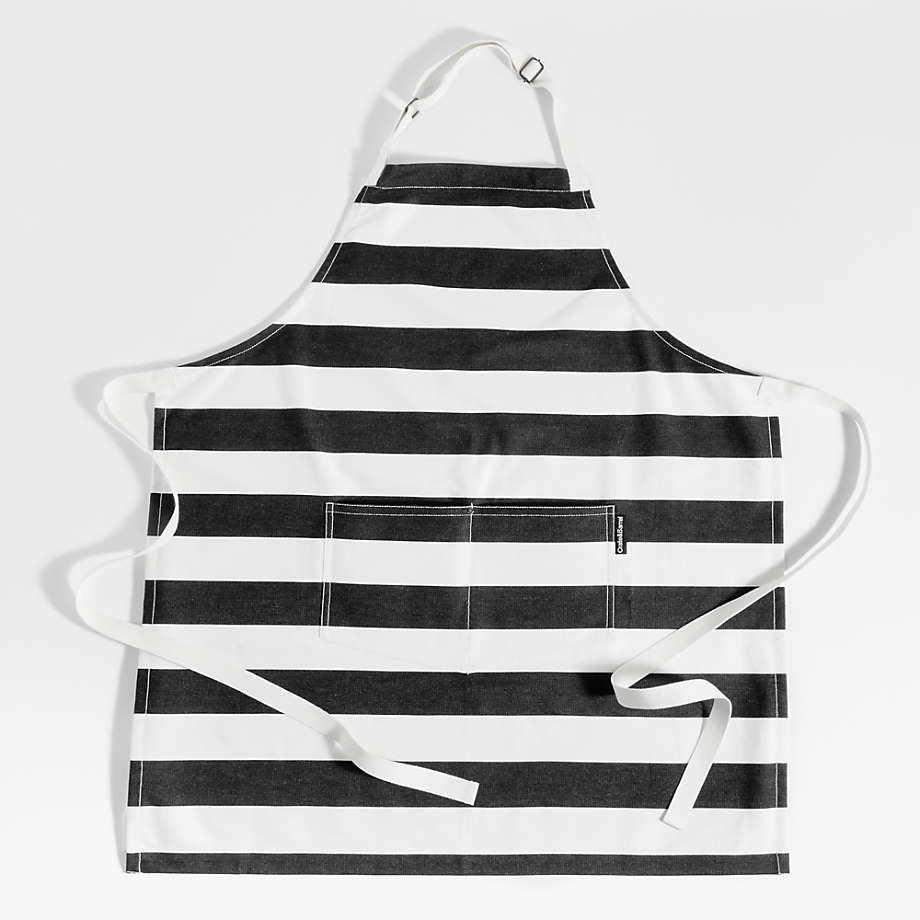Stripe Black Organic Cotton Apron Crate & Barrel
