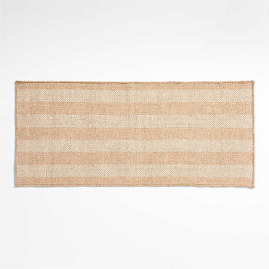 Stripe Performance Ivory and Natural Indoor/Outdoor Double Doormat 24"x57"