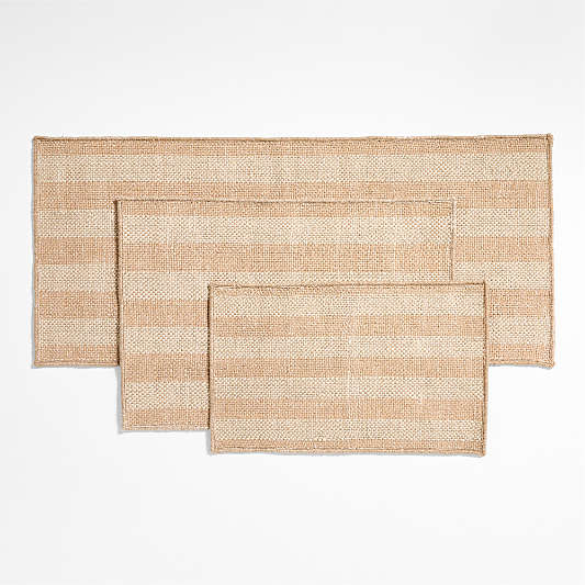 Stripe Performance Ivory and Natural Indoor/Outdoor Doormats