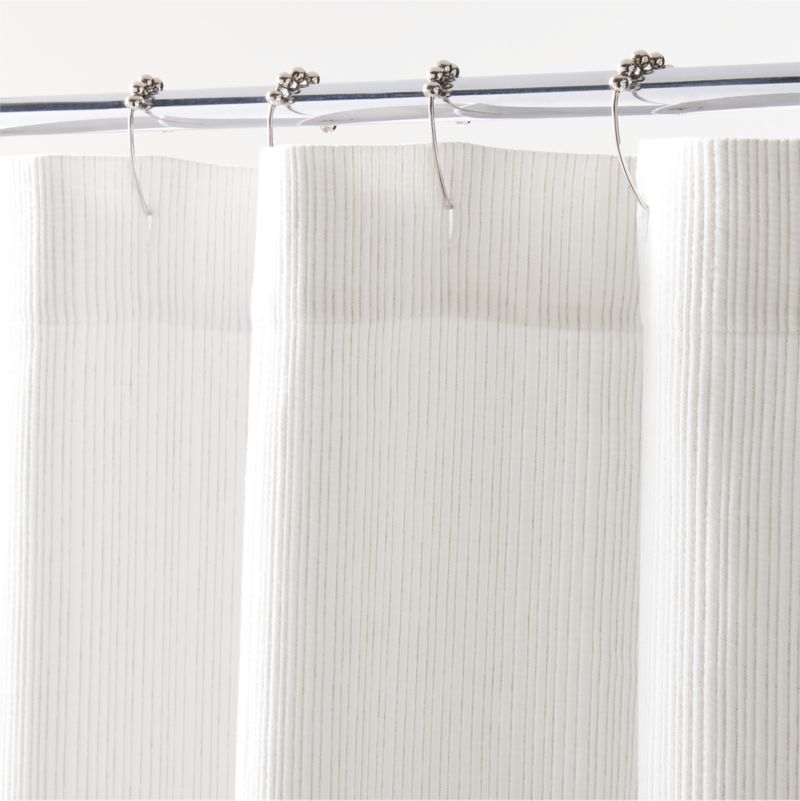 Stripe Matelassé Crisp White and Natural Taupe Shower Curtain - image 2 of 4