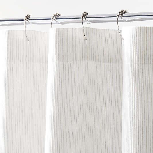 Stripe Matelassé Crisp White and Natural Taupe Shower Curtain