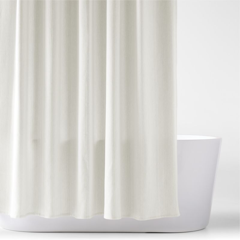 Stripe Matelassé Crisp White and Natural Taupe Shower Curtain