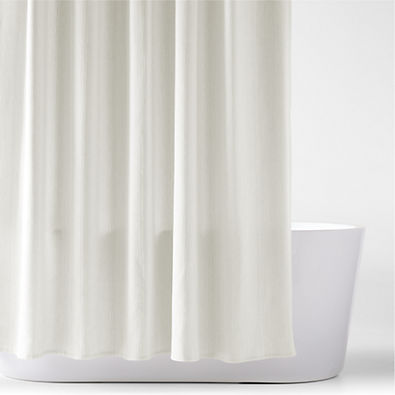 View Stripe Matelassé Crisp White and Natural Taupe Shower Curtain details