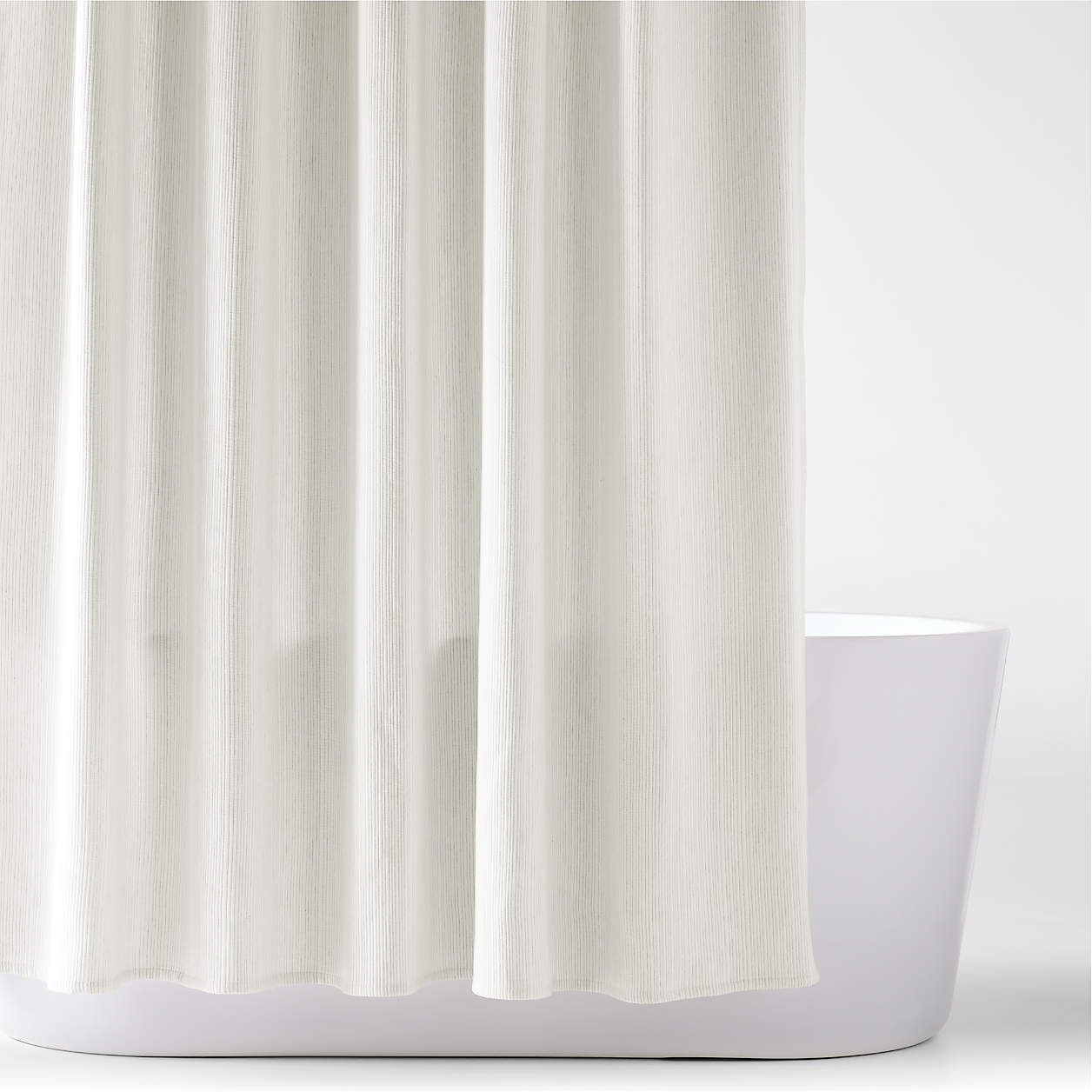 Stripe Matelassé Crisp White and Natural Taupe Shower Curtain Crate