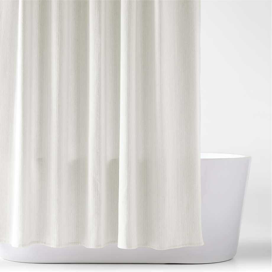 Stripe Matelassé Crisp White and Natural Taupe Shower Curtain | Crate ...