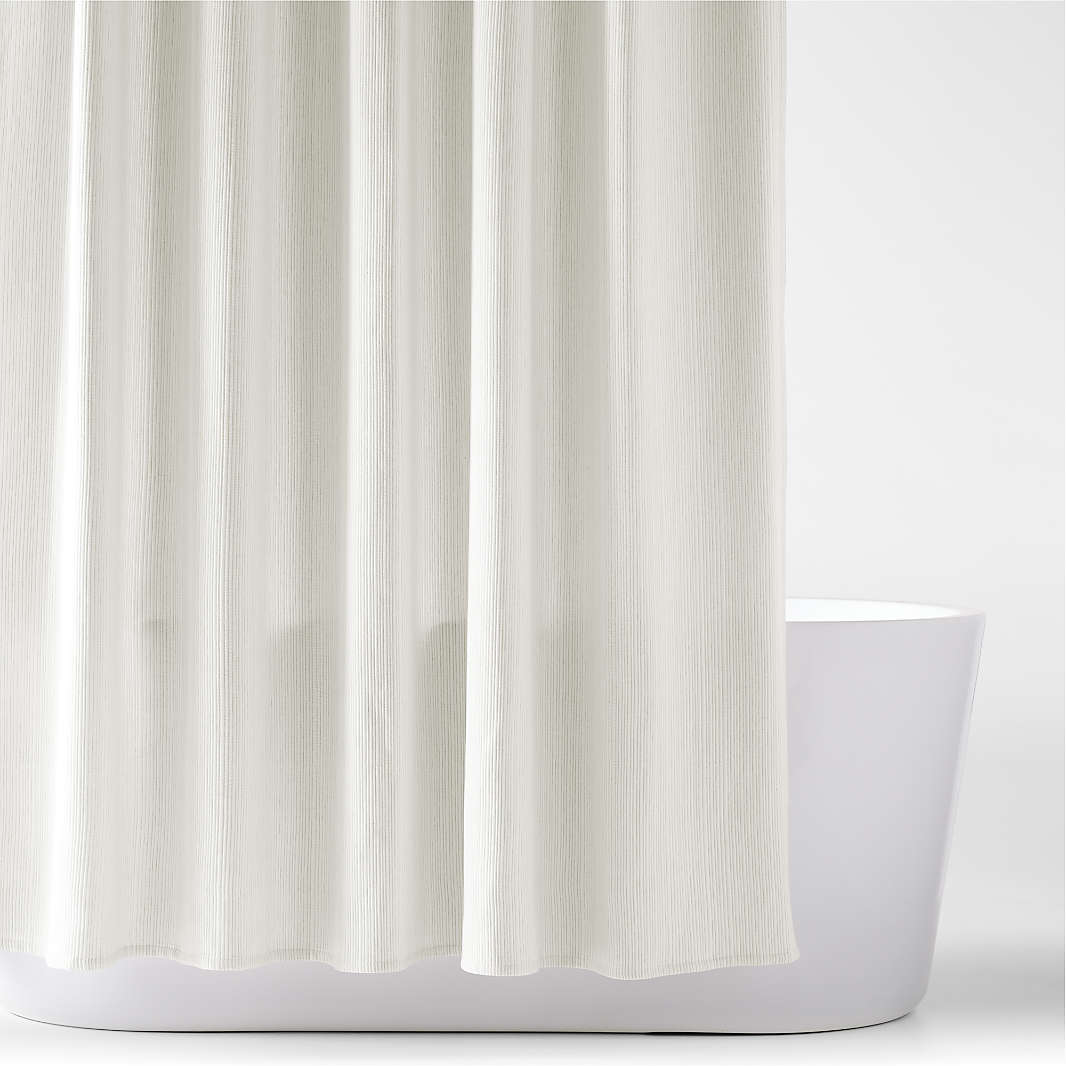 Pebble Matelasse White Shower Curtain Fabric Shower Curtains | Crate & Barrel