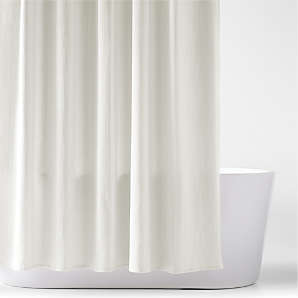 Linen Crisp White and Natural Taupe Border Shower Curtain