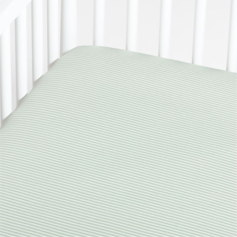 Baby's First Green Stripe Organic Jersey Baby Crib Fitted Sheet - image 0 of 10