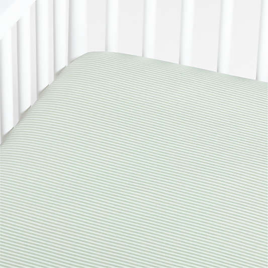 Baby's First Green Stripe Organic Jersey Baby Crib Fitted Sheet