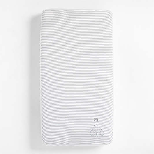 Comfy Tee Whisper Stripe Grey 100% Organic Cotton Jersey Baby Crib Fitted Sheet