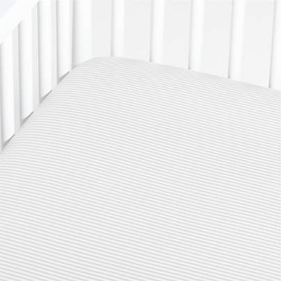 Baby's First Grey Stripe Organic Jersey Baby Crib Fitted Sheet