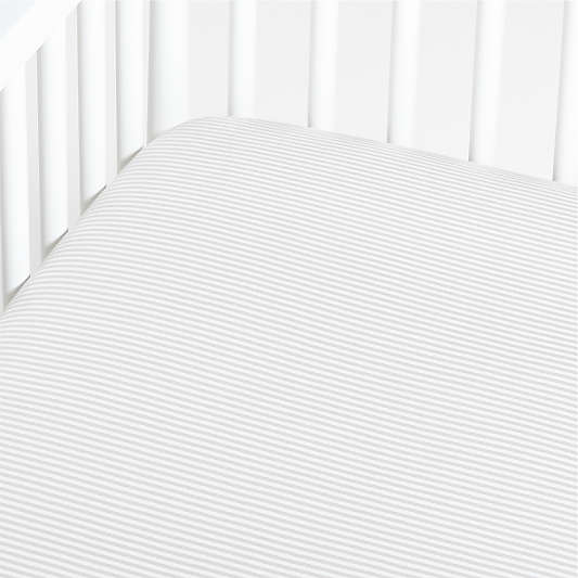 Baby's First Grey Stripe Organic Jersey Baby Crib Fitted Sheet