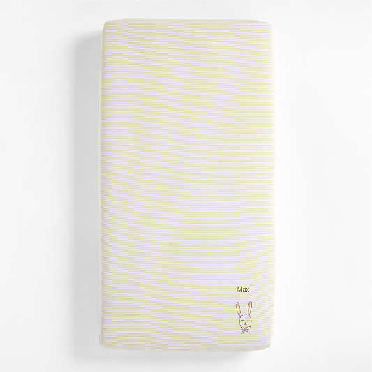 Comfy Tee Whisper Stripe Natural 100% Organic Cotton Jersey Baby Crib Fitted Sheet