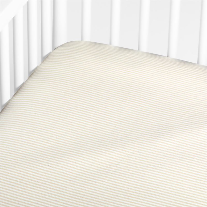 Modern Organic Heathered Jersey Natural Stripe Baby Crib Fitted Sheet +  Reviews