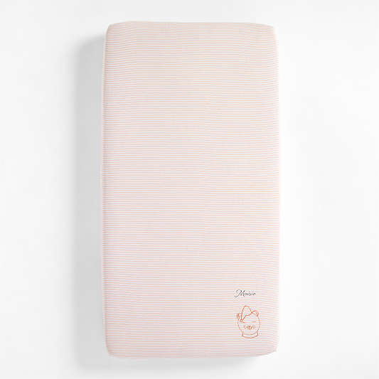 Comfy Tee Whisper Stripe Pink 100% Organic Cotton Jersey Baby Crib Fitted Sheet