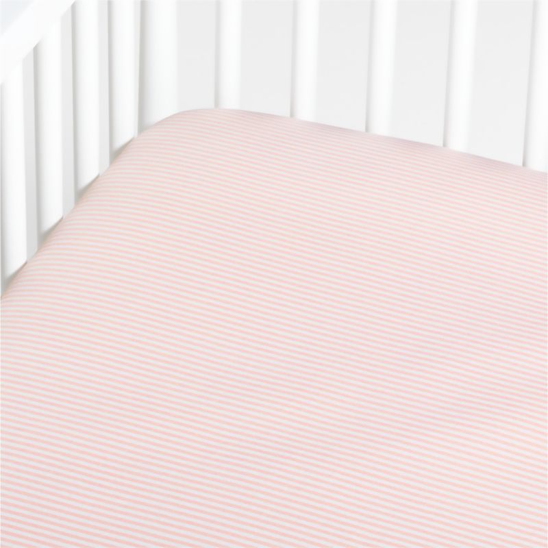 Pink Stripe Organic Cotton Heathered Jersey Baby Crib Fitted Sheet