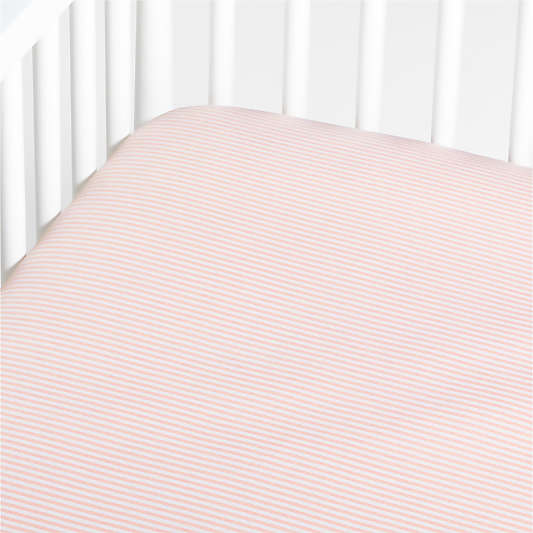 Baby's First Pink Stripe Organic Jersey Baby Crib Fitted Sheet