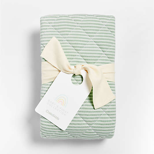 Baby's First Green Stripe Organic Jersey Baby Changing Pad Cover