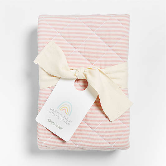 Comfy Tee Whisper Stripe Pink 100% Organic Cotton Jersey Baby Changing Pad Cover
