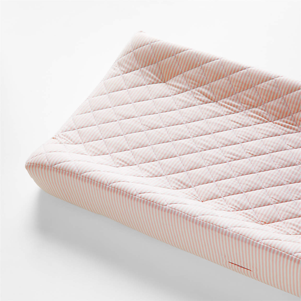Modern Organic Heathered Jersey Pink Stripe Baby Changing Pad Cover