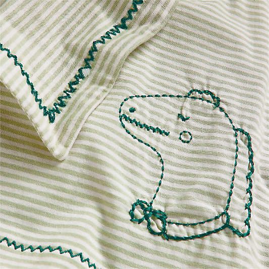 Green Stripe Organic Cotton Heathered Jersey Baby Stroller Blanket