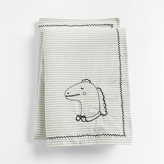 Green Stripe Organic Cotton Heathered Jersey Baby Stroller Blanket