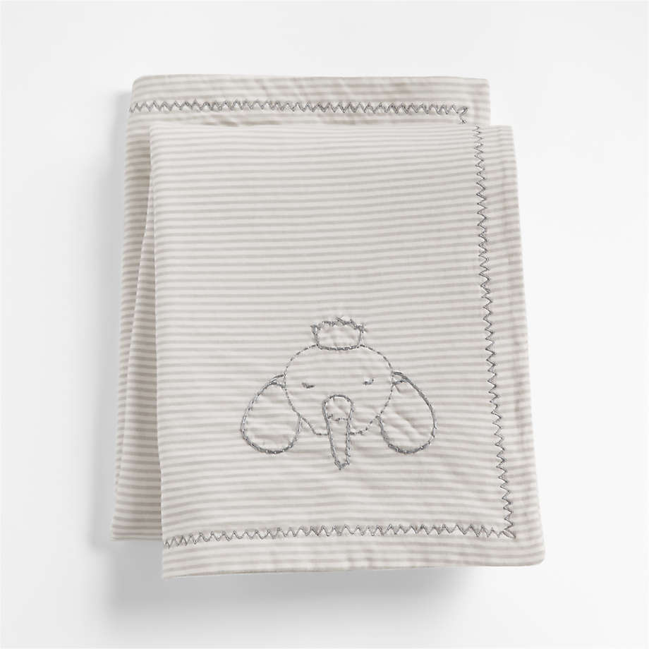 Grey Stripe Organic Cotton Heathered Jersey Baby Stroller Blanket