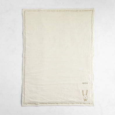 View Natural Stripe Organic Cotton Heathered Jersey Baby Stroller Blanket details