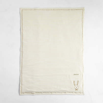 Natural Stripe Organic Cotton Heathered Jersey Baby Stroller Blanket