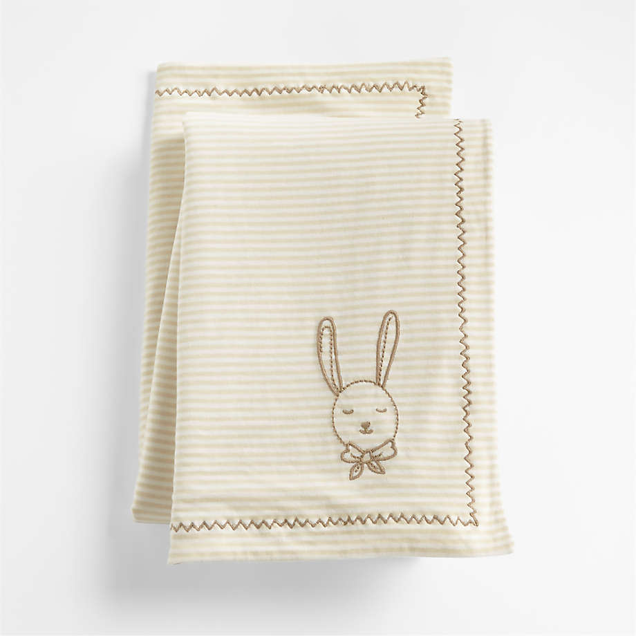 Modern Natural Stripe Organic Heathered Jersey Embroidered Baby