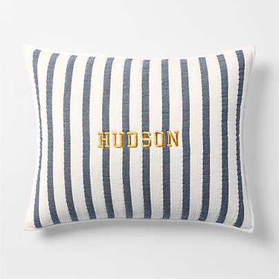 Stripe Waffle Weave Deep Indigo Organic Kids Pillow Sham
